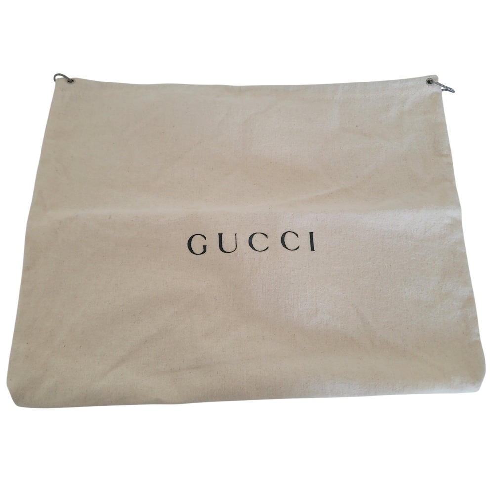 Gucci Dust Bag Cream Cotton Drawstring Storage Pouch 12x10 Made in Italy